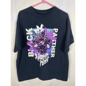 Black Panther Avengers Warrior King Graphic Short Sleeve Black Tshirt Size Large